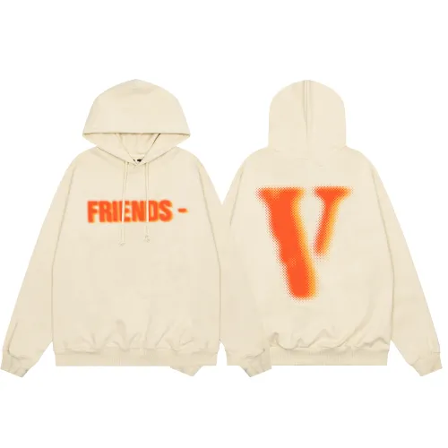 Vlone Casual Print Hoodies Unisex Loose Fleece Sweatshirt