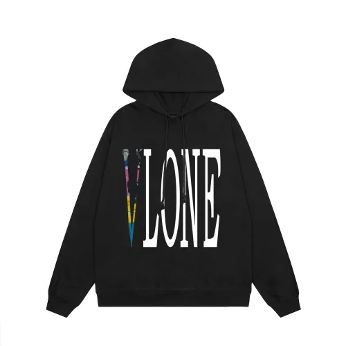 Vlone Logo Print Black Hoodies Unisex Casual Sweatshirts