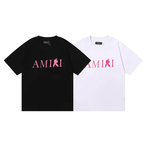 Amiri Inverted Rogue Rabbit Pink Print T-shirt Unisex Loose Casual Short Sleeves