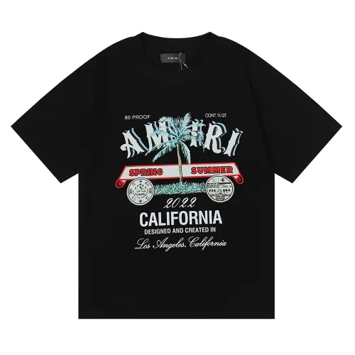 Amiri Coconut Beach Print T-shirt Unisex Cotton Casual Short Sleeves