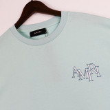 Amiri Fashion Cross Logo Print T-shirt Unisex Cotton Casual Short Sleeves