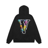Vlone Logo Print Black Hoodies Unisex Casual Sweatshirts