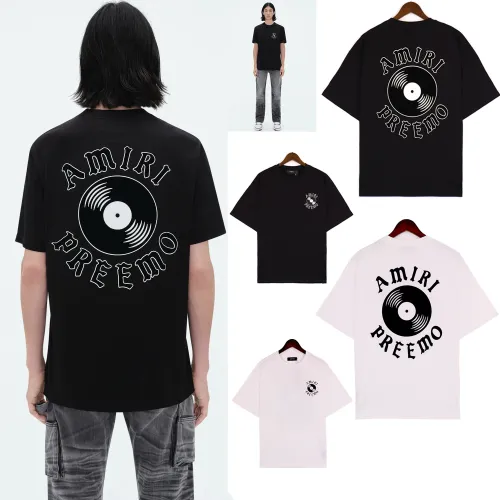 Amiri DJ Premier Print T-shirt Unisex Cotton Casual Short Sleeves