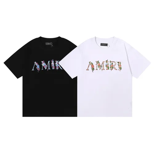 Amiri Flower Butterfly Print T-shirt Unisex Cotton Casual Short Sleeves