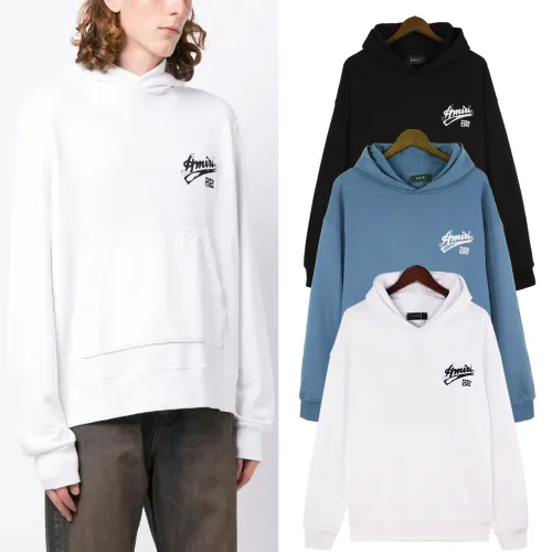 Amiri Logo Embroidered Printed Hoodie Unisex Fashion Cotton Sweatshirt