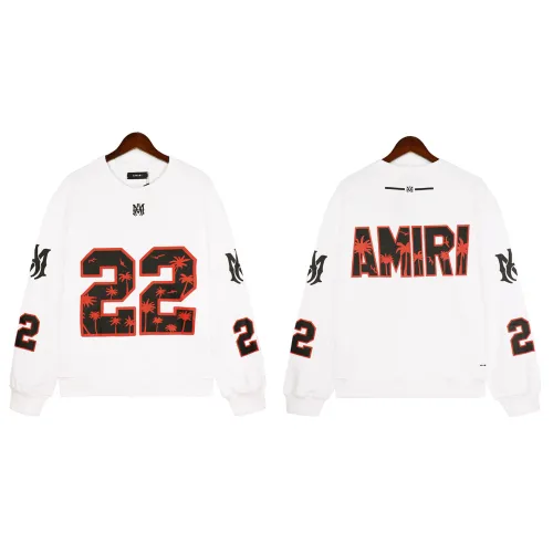Amiri Fashion Printed Pullover Sweater Unisex Round Neck Cotton Sweatshirt