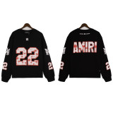 Amiri Fashion Printed Pullover Sweater Unisex Round Neck Cotton Sweatshirt