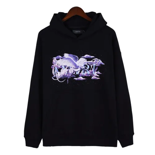 Amiri Pegasus Logo Printed Hoodie Unisex Fashion Cotton Sweatshirt