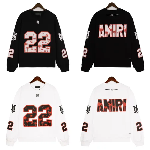 Amiri Fashion Printed Pullover Sweater Unisex Round Neck Cotton Sweatshirt