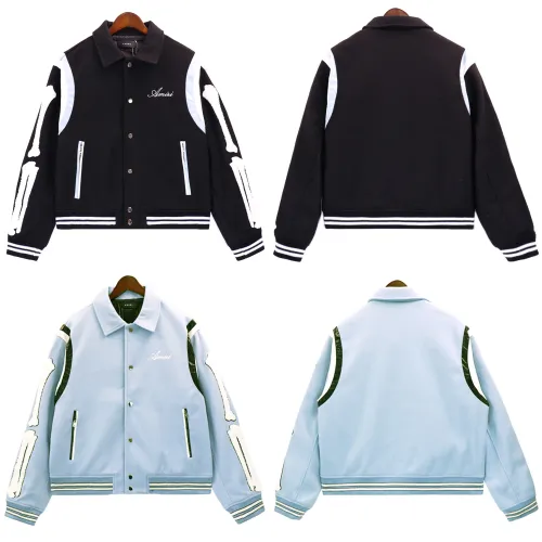 Amiri Logo Bone Decal Jacket Unisex Fashion Woolen Coat