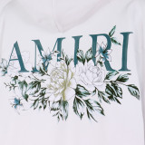 Amiri Floral Logo Printed Hoodie Unisex Fashion Cotton Sweatshirt