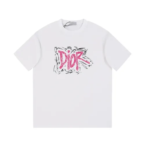 Dior Letter Logo Print Old Short Sleeve Unisex Casual Street T-Shirts
