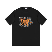 Dior Letter Logo Print Old Short Sleeve Unisex Casual Street T-Shirts