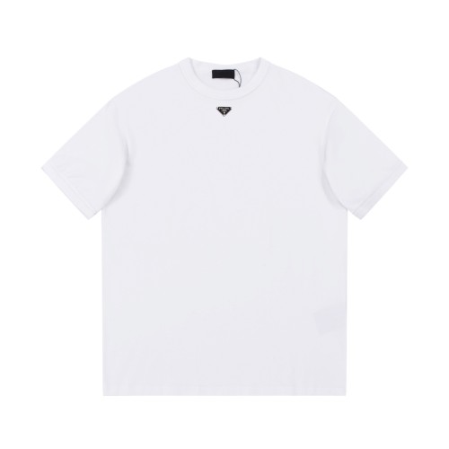 Prada Classic Metal Triangle Label Short Sleeve Fashion Casual Cotton T-Shirts