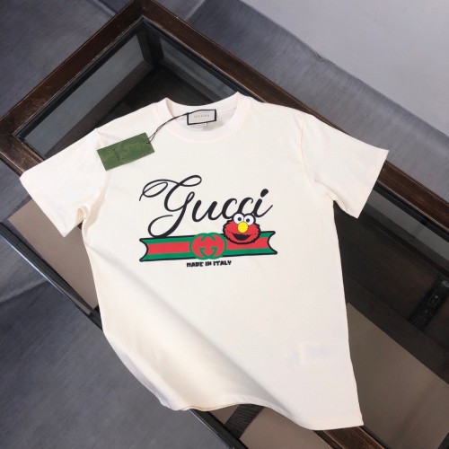 Gucci Fashion Logo Pattern Print Short Sleeve Unisex Casual Cotton T-Shirts