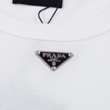 Prada Classic Metal Triangle Label Short Sleeve Fashion Casual Cotton T-Shirts