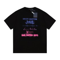 Louis Vuitton Logo Letter Short Sleeve Unisex Casual Cotton T-Shirts