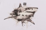Givenchy Fashion Shark Inkjet Print T-shirt Unisex Casual Short Sleeve