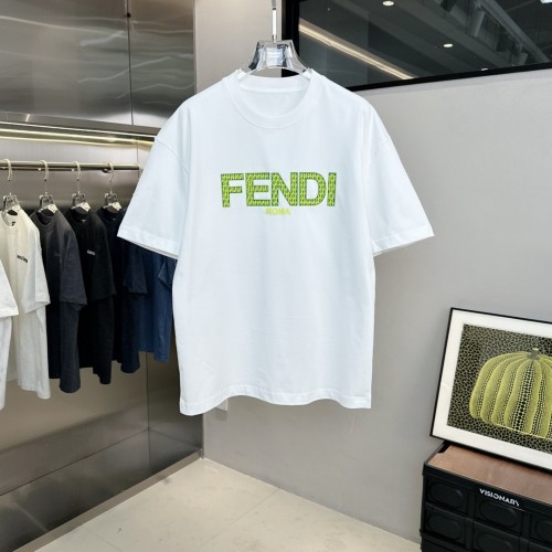 Fendi Classic Letter Logo Print Short Sleeves Unisex Casual Cotton T-Shirts