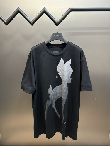 Givenchy Hot Silver Deer T-shirt Couple Embroidered Logo Casual Short Sleeves