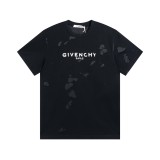 Givenchy Distressed Logo Print Round Neck T-shirt Couple Loose Cotton Short Sleeves Multi Color