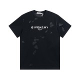 Givenchy Distressed Logo Print Round Neck T-shirt Couple Loose Cotton Short Sleeves Multi Color