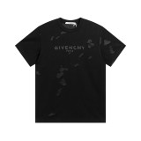 Givenchy Distressed Logo Print Round Neck T-shirt Couple Loose Cotton Short Sleeves Multi Color