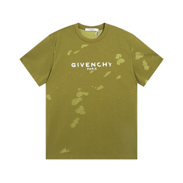 Givenchy Distressed Logo Print Round Neck T-shirt Couple Loose Cotton Short Sleeves Multi Color