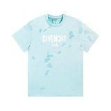 Givenchy Classic Letter Print Perforated T-shirt Unisex Casual Round Neck Short Sleeve Two Colors