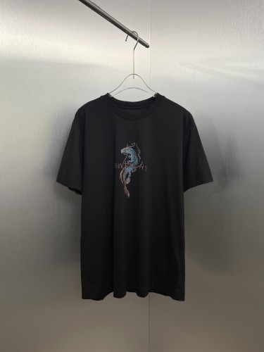 Givenchy Water Diamond Dragon Pattern Short Sleeves Unisex Casual Cotton T-shirt