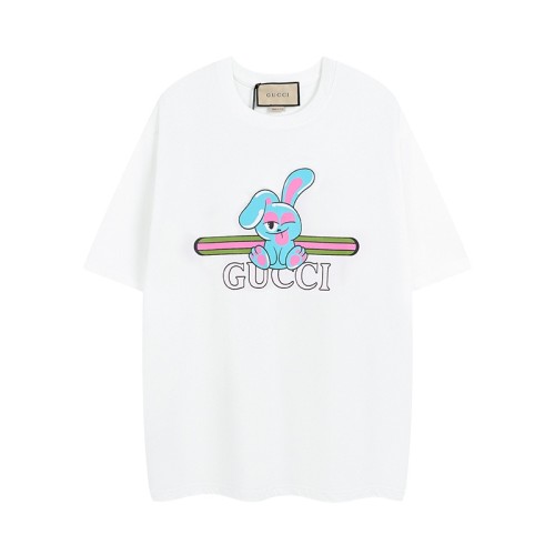 Gucci Logo Rabbit Print Short Sleeves Unisex Casual Cotton T-Shirts