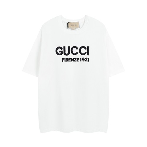 Gucci Classic 3D Letter Embroidery Short Sleeve Couple Casual Loose T-shirt