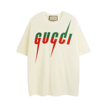 Gucci Blade Lightning Logo Printed Short Sleeve Couple Casual Loose T-shirt
