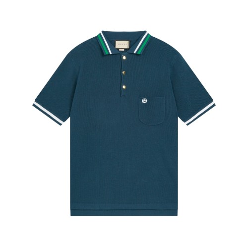 Gucci Double G Embroidered Wool Knitted Cotton Polo Shirt