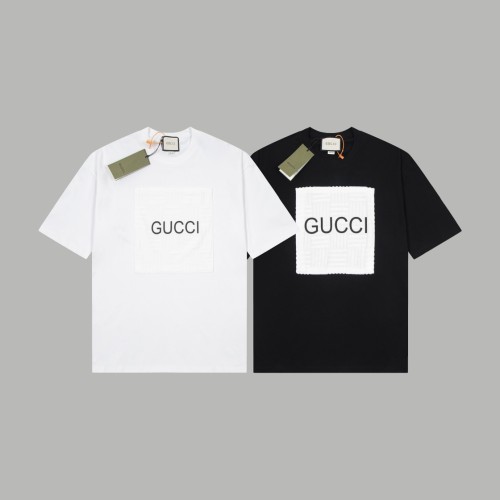 Gucci Patch 3D Logo Printed T-shirt Unisex Casual Cotton Short Sleeves