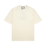 Gucci Logo Embroidered Round Neck T-shirt Unisex Casual Cotton Short Sleeves