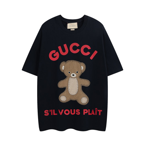 Gucci Teddy Bear Printed Short Sleeve Couple Casual Loose T-shirt