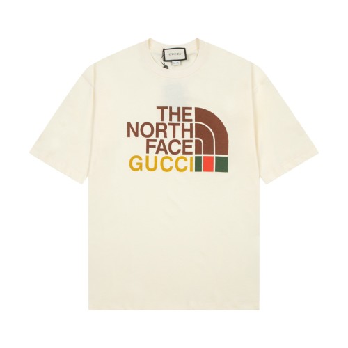 Gucci x The North Face Logo Printed T-shirt Unisex Casual Cotton Short Sleeves