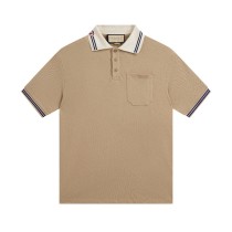 Gucci Neckline Embroidered Logo Polo Shirt Short Sleeve