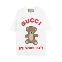 Gucci Teddy Bear Printed Short Sleeve Couple Casual Loose T-shirt