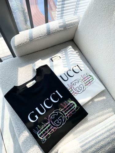 Gucci High Street Logo Printed Short Sleeve Couple Casual Cotton T-shirt