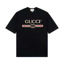 Gucci Logo Belt Printed Short sleeved Unisex Casual Cotton T-shirt