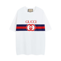 Gucci Double G Ribbon Printed Short Sleeve Couple Casual Loose T-shirt