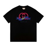 Gucci Logo Print Short Sleeves Unisex Casual Cotton T-Shirts Multicolor