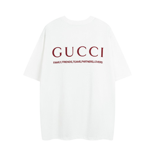Gucci Large Logo Letter Embroidered T-shirt Couple Casual Short Sleeve