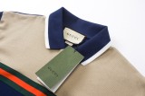 Gucci Classic Three Color Ribbon Contrast Panel Polo Shirt