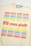 Gucci Rainbow Letter Printed Short Sleeve Unisex Casual Round Neck T-shirt