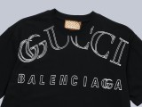 Gucci x Balenciaga Logo Letter Printed Short Sleeved Unisex Casual Round Neck T-shirt