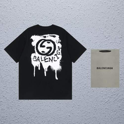 Gucci x Balenciaga Graffiti Logo Short Sleeve Couple Loose Round Neck T-shirt