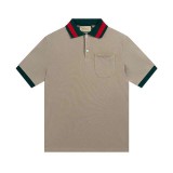 Gucci Logo Embroidered Polo Shirt Unisex Contrast Neckline Short Sleeve